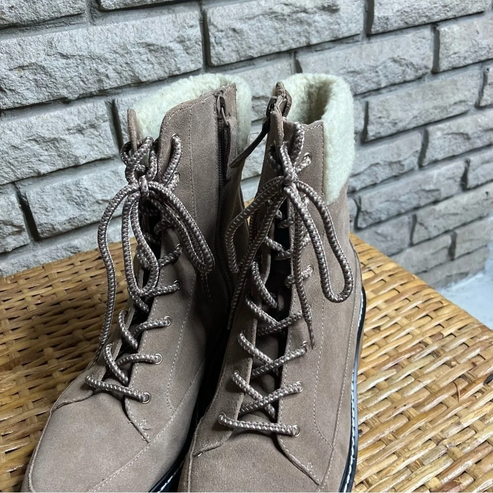 Violet & Red Alexa Suede Lace Up Bootie Brown